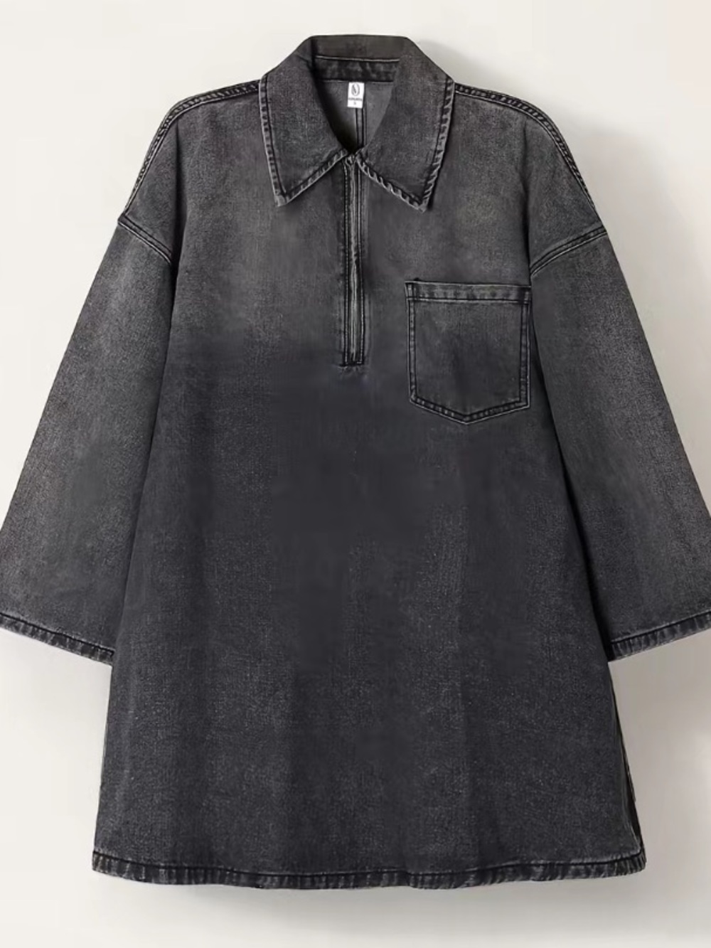 ELENGATINE Medium Women's Washed /Grey  Oversized Zip-Front Dress